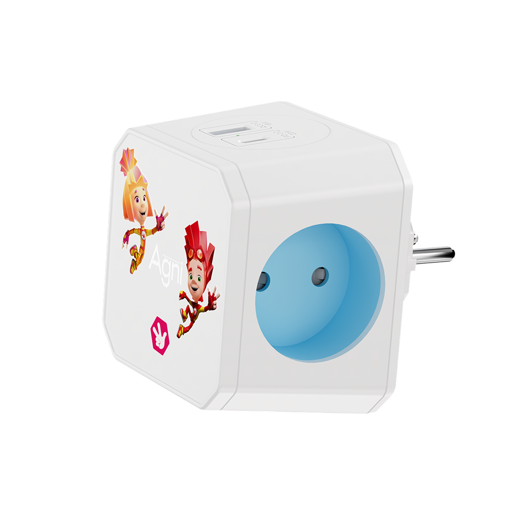 Разветвитель AGNI х Фиксики на 3 розетки, 1 USB 18 Вт + 1 Type-C 20 Вт, белый TP-WJ2U3E-FX