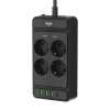 Сетевой фильтр плоский 4 розетки, 5 метров, 3 USB + 1 Type-C 20 Вт, чёрный TP-FS4U4E-PD