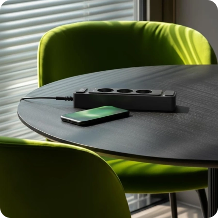 Сетевой фильтр плоский 3 розетки, 3 метра, чёрный TP-FS3E 