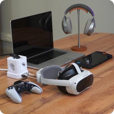 Сетевой фильтр башня 5 розеток, 5 метров, 3 USB + 1 Type-C 20 Вт, белый TP-VE4U5E-С