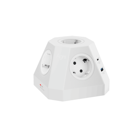 Сетевой фильтр пирамида 5 розеток, 2 метра, 2 USB-A+2 USB-C, белый TP-VH4U5E-PD