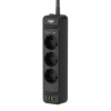 Сетевой фильтр плоский 3 розетки, 2 метра, 2 USB + 1 Type-C 20 Вт, чёрный TP-FS3U3E-PD