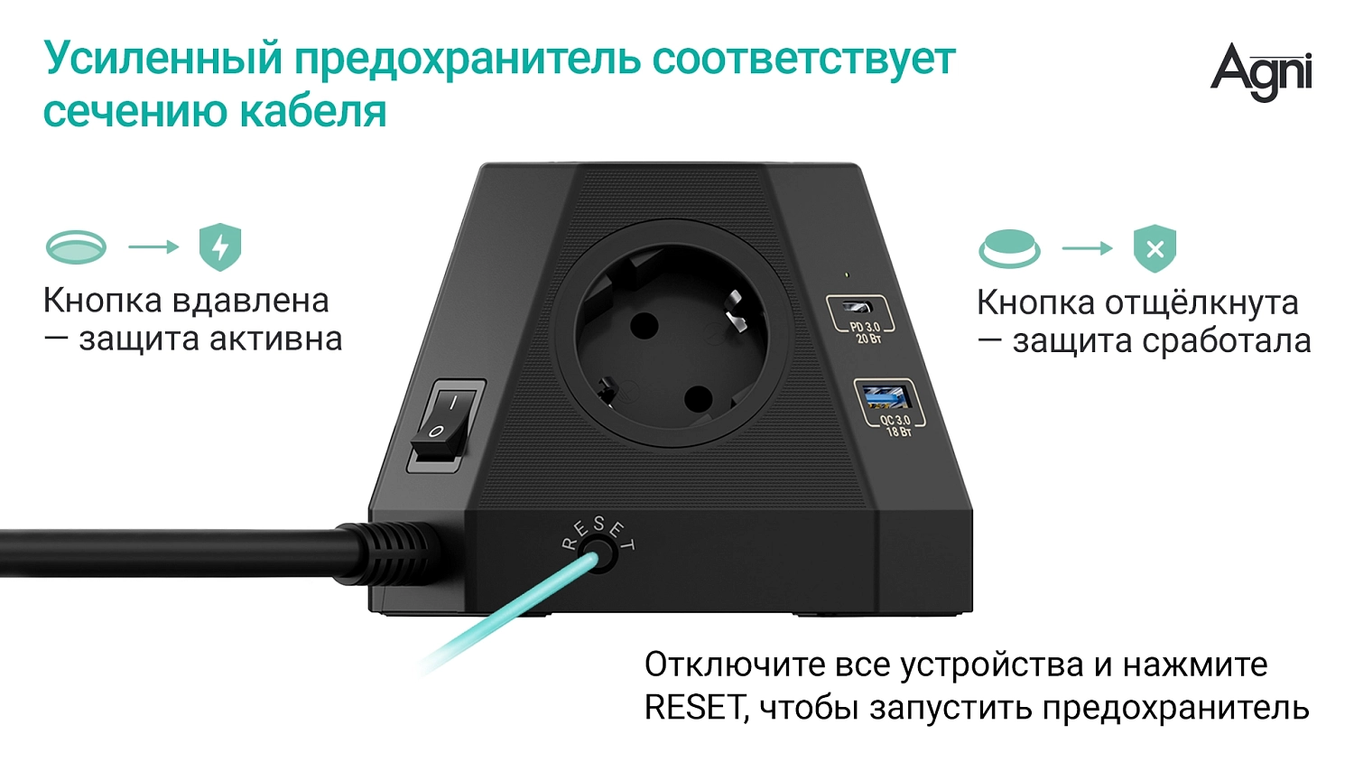 Сетевой фильтр пирамида 5 розеток, 2 метра, 2 USB-A+2 USB-C, чёрный TP-VH4U5E-PD
