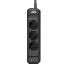 Сетевой фильтр плоский 3 розетки, 2 метра, 2 USB + 1 Type-C 20 Вт, чёрный TP-FS3U3E-PD