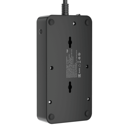 Сетевой фильтр плоский 4 розетки, 3 метра, 3 USB + 1 Type-C 20 Вт, чёрный TP-FS4U4E-PD