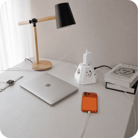 Сетевой фильтр пирамида 5 розеток, 2 метра, 2 USB-A+2 USB-C, белый TP-VH4U5E-PD