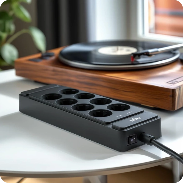 Cетевой фильтр плоский 6 розеток, 2 метра, чёрный TP-FS6E