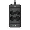 Сетевой фильтр плоский 4 розетки, 3 метра, 3 USB + 1 Type-C 20 Вт, чёрный TP-FS4U4E-PD