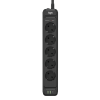 Сетевой фильтр плоский 5 розеток, 3 метра, 2 USB + 1 Type-C 20 Вт, чёрный TP-FS3U5E-PD