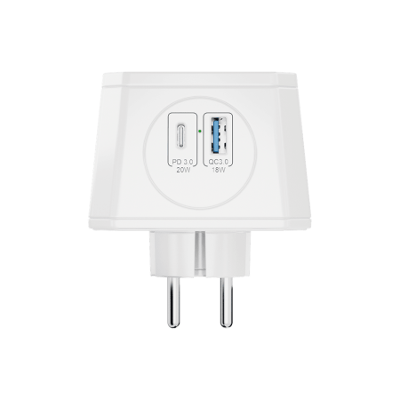 Разветвитель на 3 розетки, 1 USB 18 Вт + 1 Type-C 20 Вт, белый TP-WJ2U3E