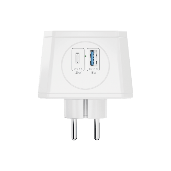 Разветвитель на 3 розетки, 1 USB 18 Вт + 1 Type-C 20 Вт, белый TP-WJ2U3E