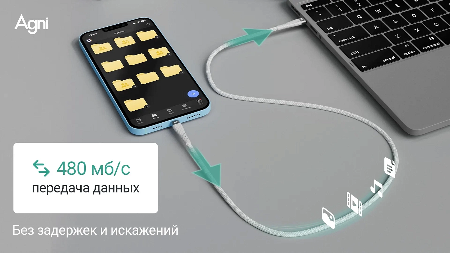 Кабель UC412-24-100W-СС 1 метр белый