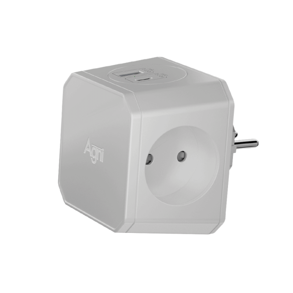 Разветвитель на 3 розетки, 1 USB 18 Вт + 1 Type-C 20 Вт, серый TP-WJ2U3E