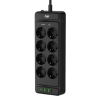 Сетевой фильтр плоский 8 розеток, 3 метра, 3 USB + 1 Type-C 20 Вт, чёрный TP-FS4U8E-PD