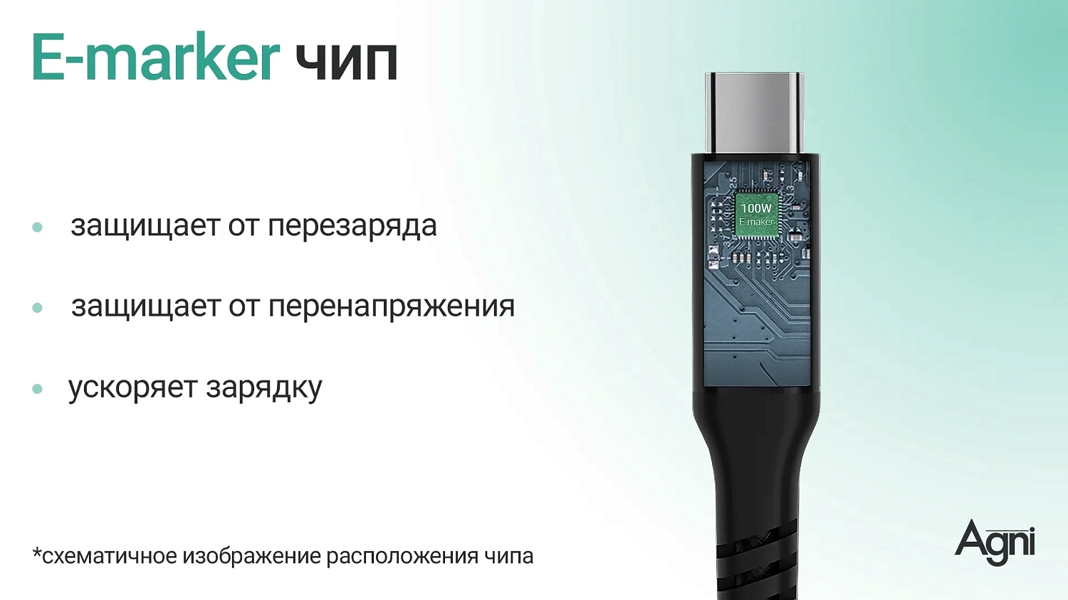 Кабель UC423-24-100W-CC-LED 1 метр чёрный
