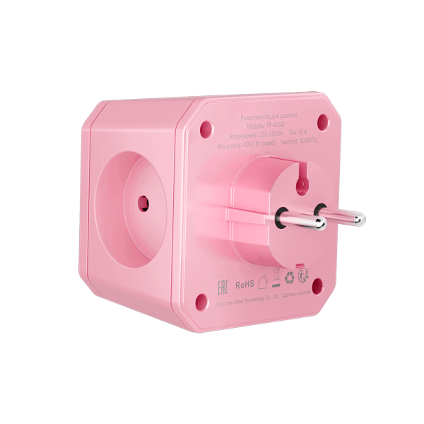 Разветвитель на 4 розетки, розовая сакура TP-WJ4E