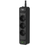 Сетевой фильтр плоский 3 розетки, 3 метра, 2 USB + 1 Type-C 20 Вт, чёрный TP-FS3U3E-PD