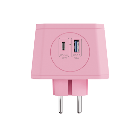 Разветвитель на 3 розетки, ночник, 1 USB 18 Вт + 1 Type-C 20 Вт, розовая сакура TP-WJ2U3E-L